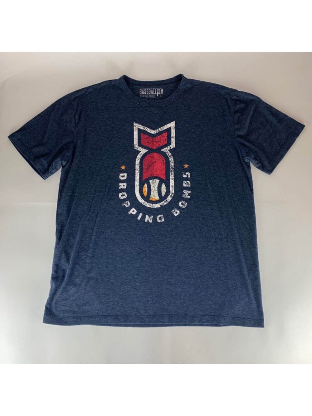 Baseballism Navy Blue Dropping Bombs Short Sleeve Crewneck Shirt Mens Large